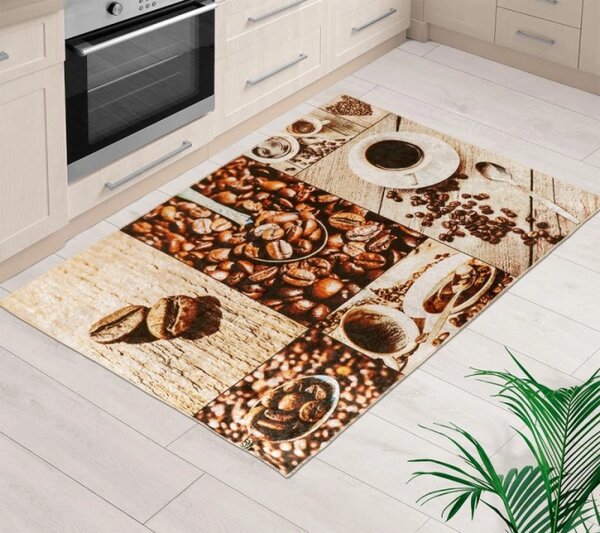 Bellatex Koberec běhoun 3D tisk šířka 80 cm , délka 120 cm Kávová zrna Hnědá