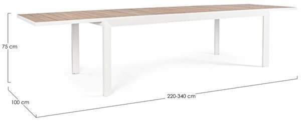 Bizzotto Bílý hliníkový zahradní rozkládací stůl Belmar 220/340 x 100 cm