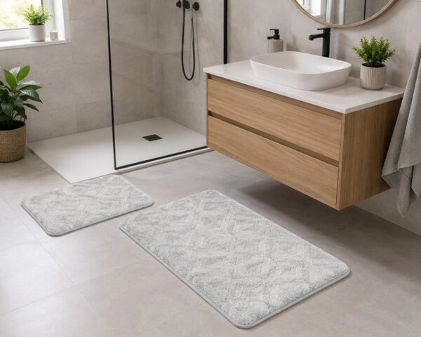 Bellatex koupelnové předložky BANYSILVER bez výkroje sada 60x100, 60x50 cm Světle šedá