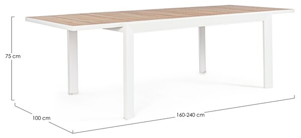 Bizzotto Bílý hliníkový zahradní rozkládací stůl Belmar 160/240 x 100 cm