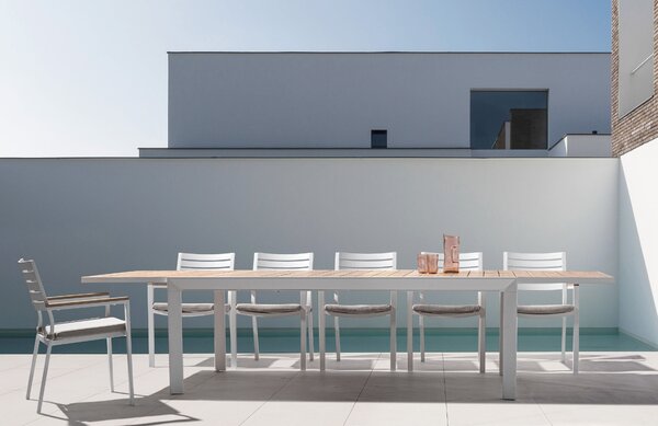 Bizzotto Bílý hliníkový zahradní rozkládací stůl Belmar 220/340 x 100 cm