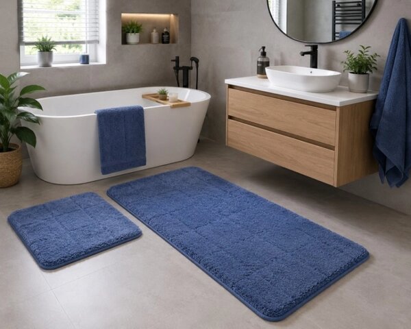 Bellatex koupelnové předložky BANYSILVER bez výkroje sada 60x100, 60x50 cm Modrá