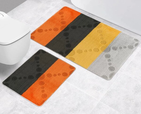 Bellatex koupelnové předložky SADA BANY 60x100 + 60x50 cm bez výkroje Paprsek Šedá,Oranžová