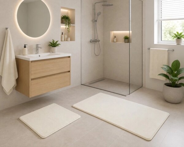 Bellatex koupelnové předložky BANYGOLD bez výkroje sada 60x100, 60x50 cm Smetanová