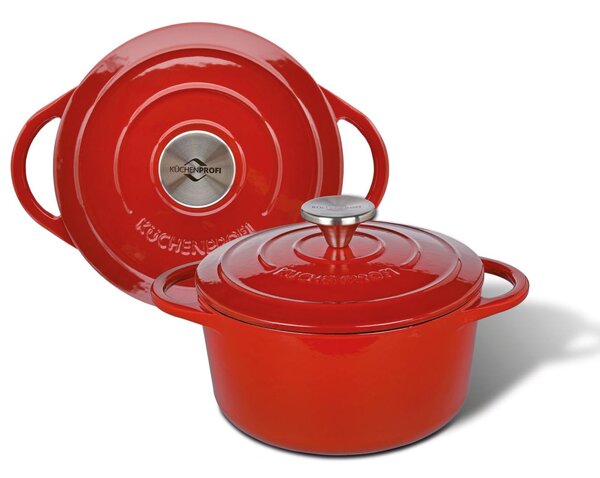Litinový hrnec kulatý Provence 24 cm červený - Küchenprofi Solingen
