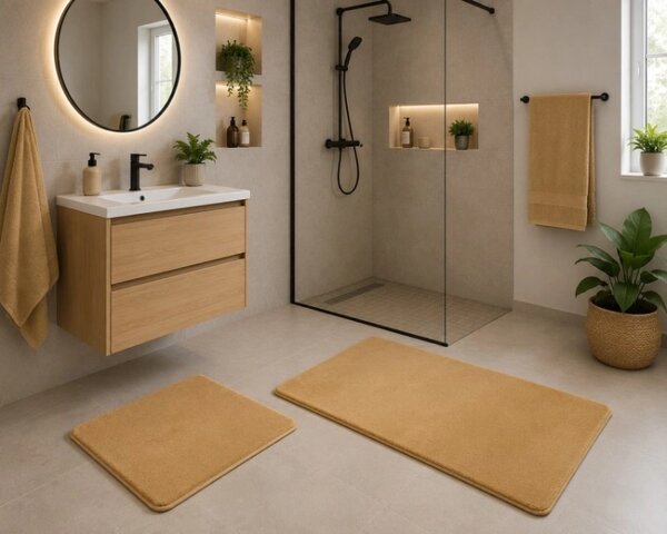 Bellatex koupelnové předložky BANYGOLD bez výkroje sada 60x100, 60x50 cm Hnědá