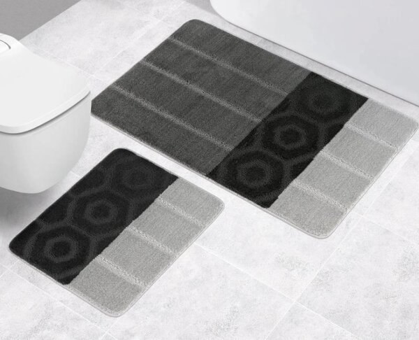 Bellatex koupelnové předložky SADA BANY 60x100 + 60x50 cm bez výkroje Pruh Šedá,Černá