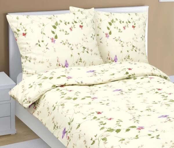 Bellatex Povlečení krepové Fialka Smetanová rozměr 140x200, 70x90 cm