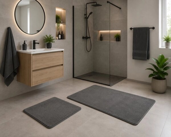 Bellatex koupelnové předložky BANYGOLD bez výkroje sada 60x100, 60x50 cm Tmavě šedá