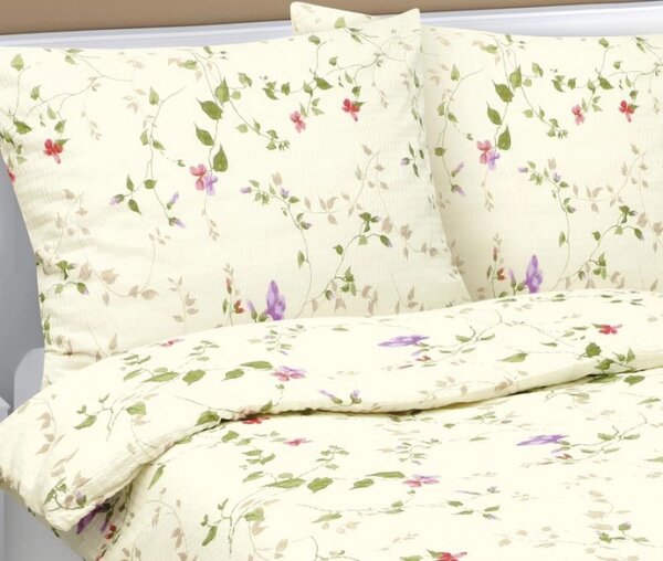 Bellatex Povlečení krepové Fialka Smetanová rozměr 140x200, 70x90 cm