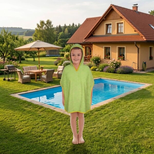 Bellatex Froté pončo Zelená,Žlutá rozměr vel. 3 - 5 let