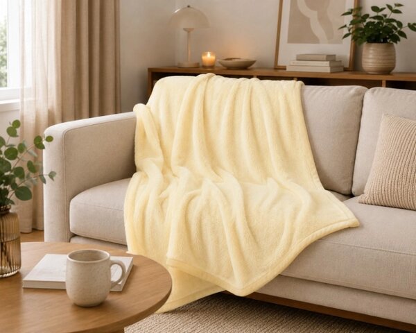 Bellatex Přikrývka Korall micro jednolůžko 150x200 cm Vanilková