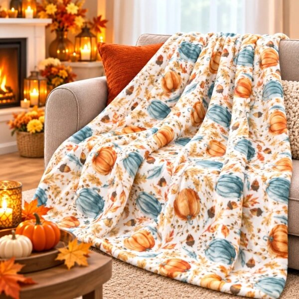 Bellatex Přikrývka Kemping PLUS 150x200 cm Podzim Oranžová,Zelená,Šedá