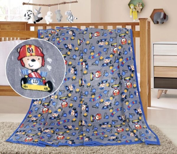 Bellatex Dětská deka ELLA 100x155 cm Formule Modrá,Šedá