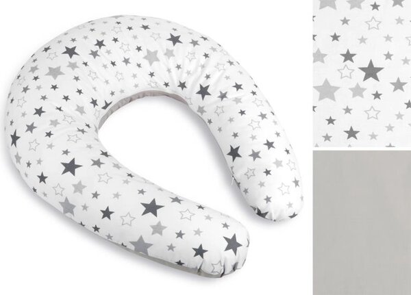 Bellatex Povlak na kojicí polštář na zip po obvodu 180 cm Hvězda šedá, bílá
