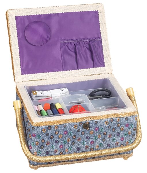 Bellatex BOX na šití 24x17,5x13 cm šedá, tyrkysová, oranžová