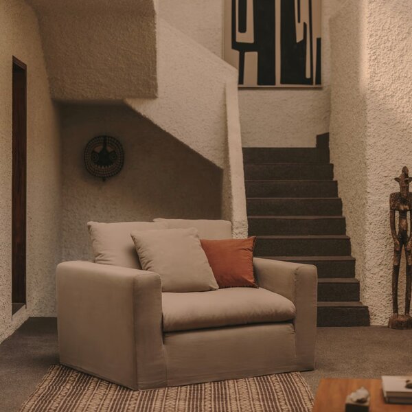 Béžové čalouněné křeslo Kave Home Nora 140 cm