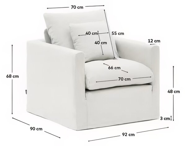 Krémově bílé čalouněné křeslo Kave Home Nora 92 cm