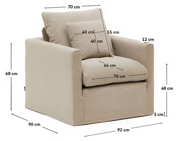 Béžové čalouněné křeslo Kave Home Nora 92 cm