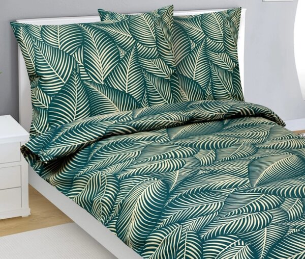 Bellatex Povlečení bavlněné 140x200, 70x90 cm Palmový list Zelená,Žlutá