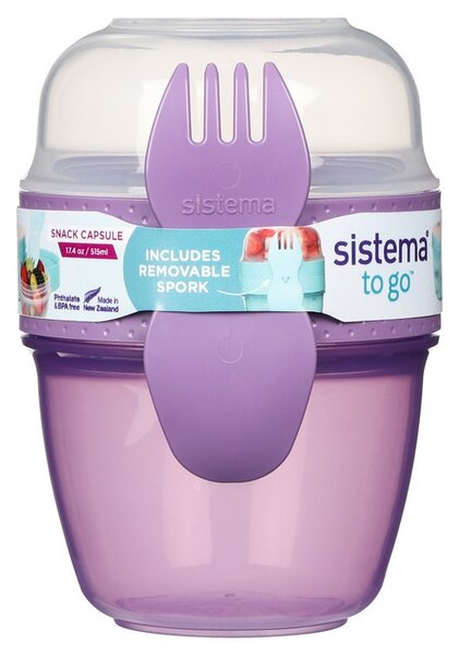 Sistema Svačinový box To Go Snack Capsule s vidličkou 515 ml, fialová