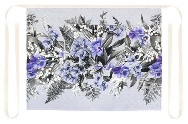 Bellatex Kuchyňská zástěra GITA do pasu zástěra 68x50 cm Maceška Fialová,Šedá,Bílá