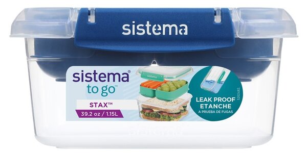 Sistema Dělený vodotěsný box na jídlo To Go STAX, 1,15 l, modrá