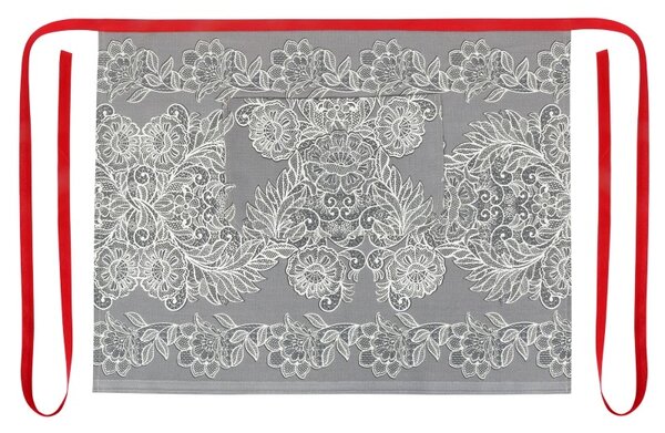 Bellatex Kuchyňská zástěra GITA do pasu zástěra 68x50 cm Krajka Šedá,Bílá