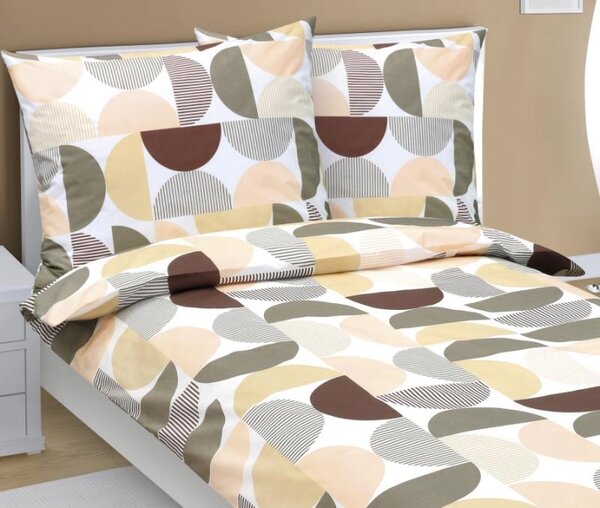 Bellatex Povlečení bavlněné Půlkruh Hnědá rozměr 140x200, 70x90 cm