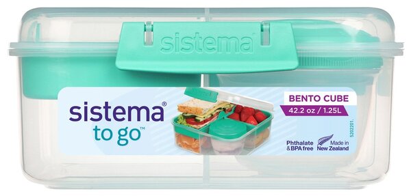 Sistema Dělený svačinový box To Go Bento Cube s nádobou na jogurt 1,25 l, zelená