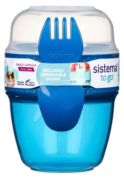 SISTEMA Krabička na jogurt a müsli, 2 komory+lžíce, SISTEMA, mix barev Barva krabiček SISTEMA: Modrá