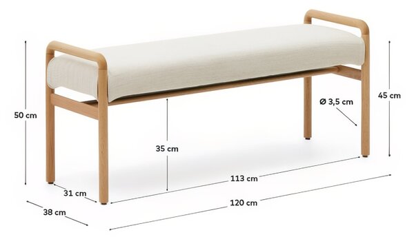 Dubová lavice Kave Home Macaret 120 cm
