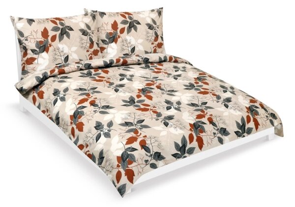 Bellatex Povlečení bavlna na dvoudeku Podzimní listí Oranžová,Šedá,Béžová rozměr 1ks 180x200, 2ks 70x90 cm