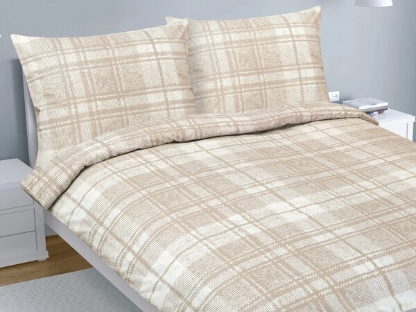 Bellatex Povlečení bavlna na dvoudeku Dlaždice Béžová,Bílá rozměr 1ks 180x200, 2ks 70x90 cm