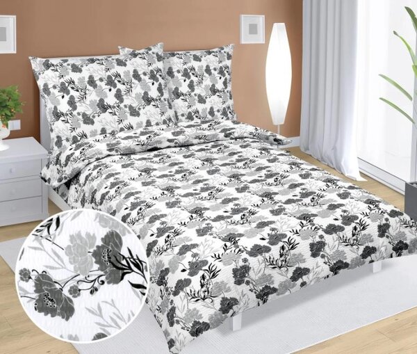 Bellatex Povlečení krepové Květ šedá 140x200, 70x90 cm rozměr 140x200, 70x90 cm