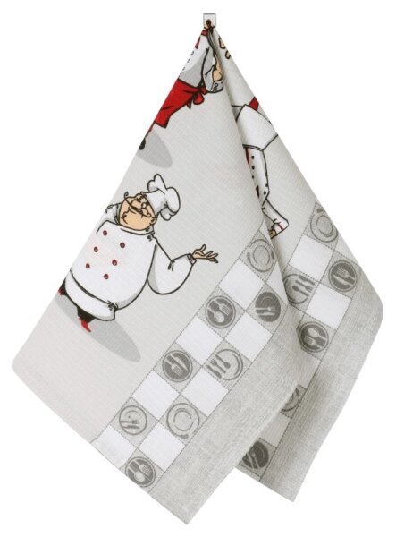 Bellatex Kuchyňská utěrka 1 ks 50x70 cm Kuchař Šedá,Bílá,Červená