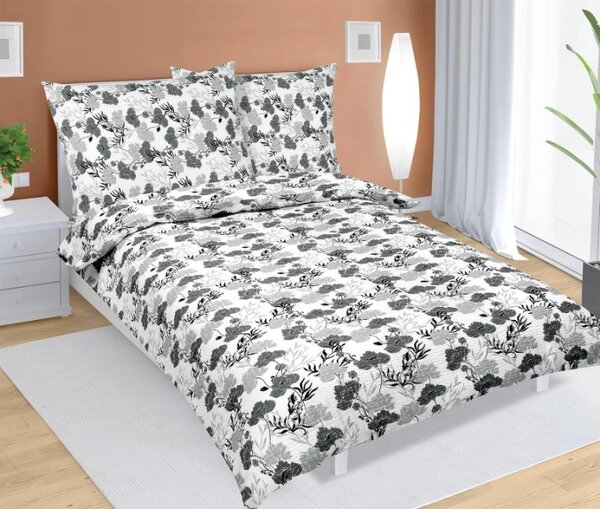Bellatex Povlečení krepové Květ šedá 140x200, 70x90 cm rozměr 140x200, 70x90 cm