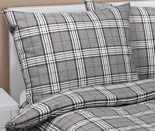 Bellatex Povlečení krepové šedé káro rozměr 140x200, 70x90 cm
