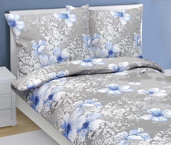 Bellatex Povlečení krepové Ibišek modrá 140x200, 70x90 cm rozměr 140x200 cm, 70x90 cm