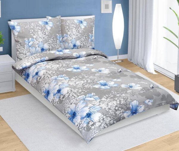Bellatex Povlečení krepové Ibišek modrá 140x200, 70x90 cm rozměr 140x200 cm, 70x90 cm