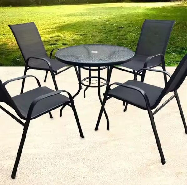 TRENDIE Sestava zahradního nábytku - 4 židle a stůl 80cm kulatý