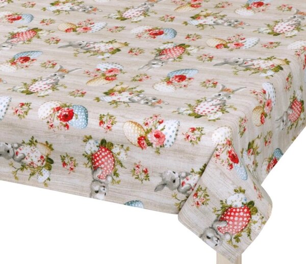 Bellatex Ubrus Velikonoce Zajíček béžová, zelená, červená, rozměr 50x50 cm