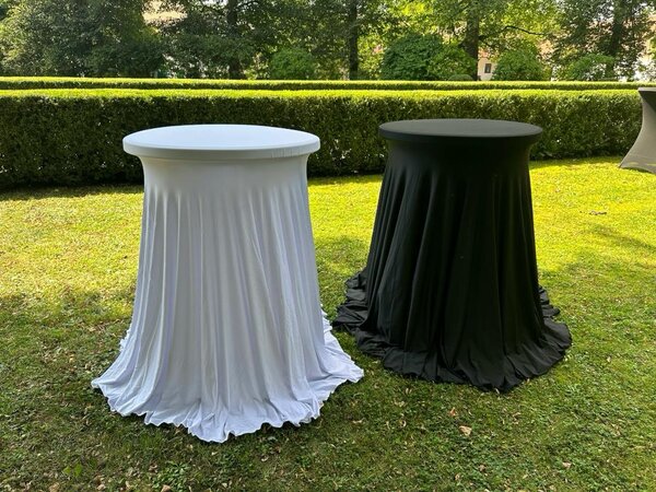 TENTino Elastický ubrus SKIRTING EXTRA DLOUHÝ na koktejlový bistro stůl 60 cm VÍCE BAREV Barva ubrusu: ČERNÁ / BLACK