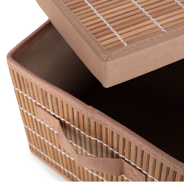 Compactor skládací úložný box s víkem NAGO - L, bambus s látkou, karton, 38 x 28 cm