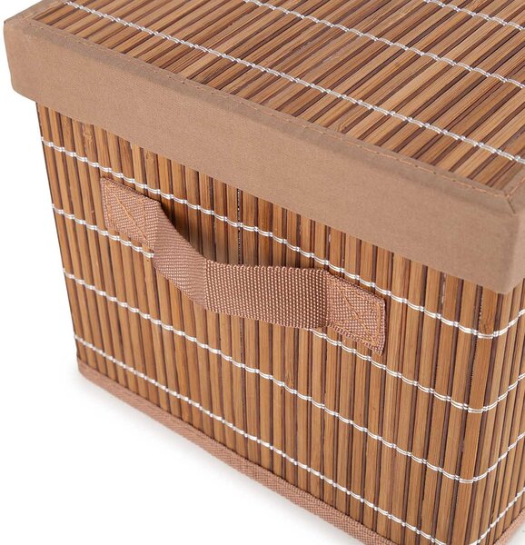 Compactor skládací úložný box s víkem NAGO - L, bambus s látkou, karton, 38 x 28 cm