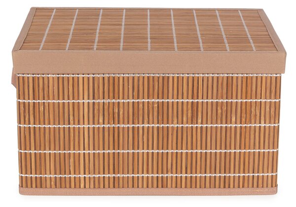 Compactor skládací úložný box s víkem NAGO - L, bambus s látkou, karton, 38 x 28 cm