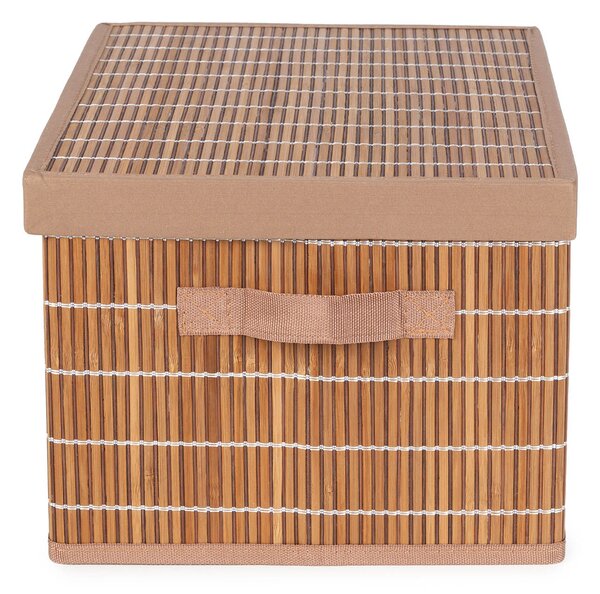 Compactor skládací úložný box s víkem NAGO - L, bambus s látkou, karton, 38 x 28 cm