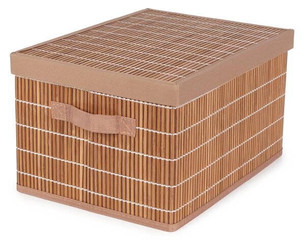 Compactor skládací úložný box s víkem NAGO - L, bambus s látkou, karton, 38 x 28 cm