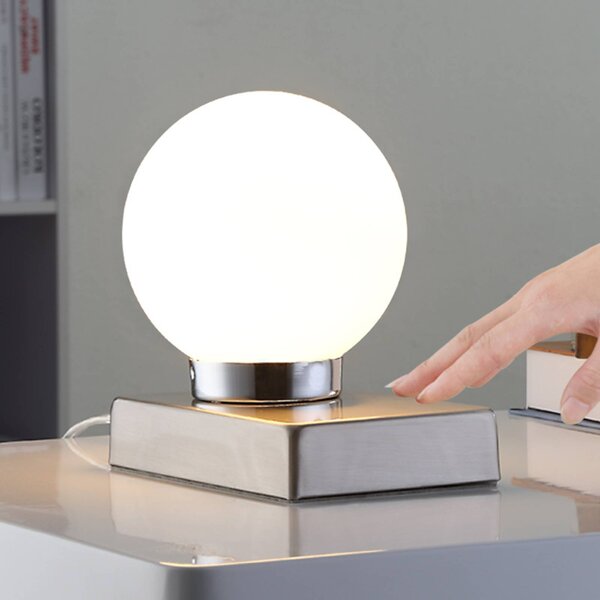 Lindby Stolní lampa Naomi se skleněnou koulí, Bílá / opál, Ložnice, Sklo, Moderní, Koule