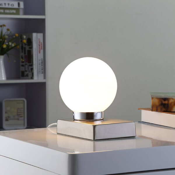 Lindby Stolní lampa Naomi se skleněnou koulí, Bílá / opál, Ložnice, Sklo, Moderní, Koule
